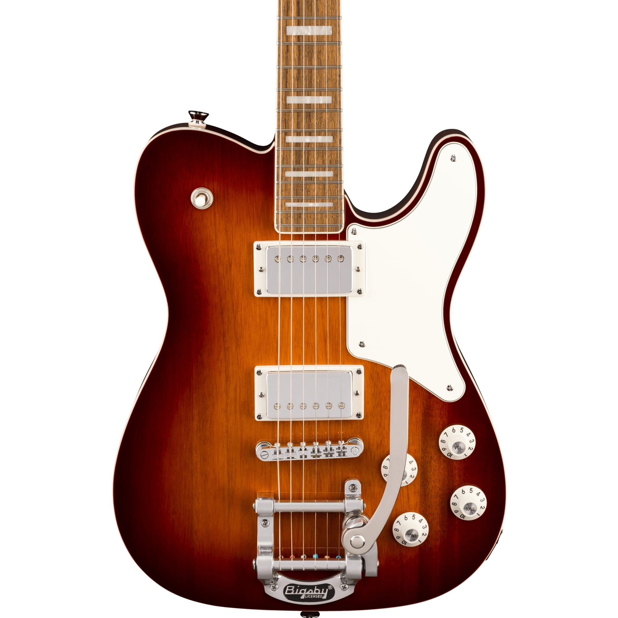 Squier Paranormal Troublemaker Telecaster® Deluxe Bigsby®, Laurel Fingerboard, Parchment Pickguard, Honey Sunburst