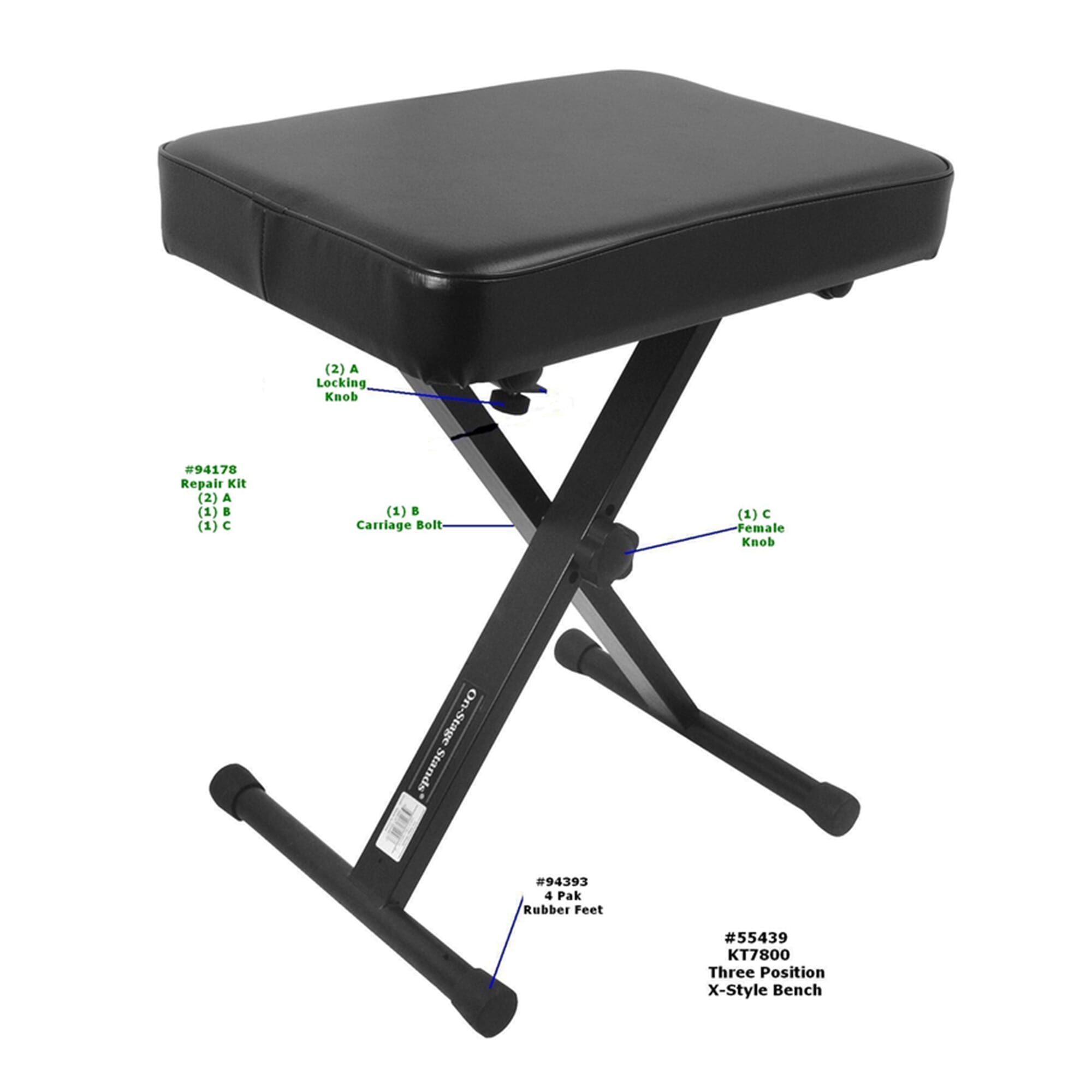 Three-Position X-Style Keyboard Bench