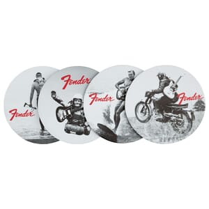 Fender™ Vintage Ads 4-Pk Coaster Set, Black and White