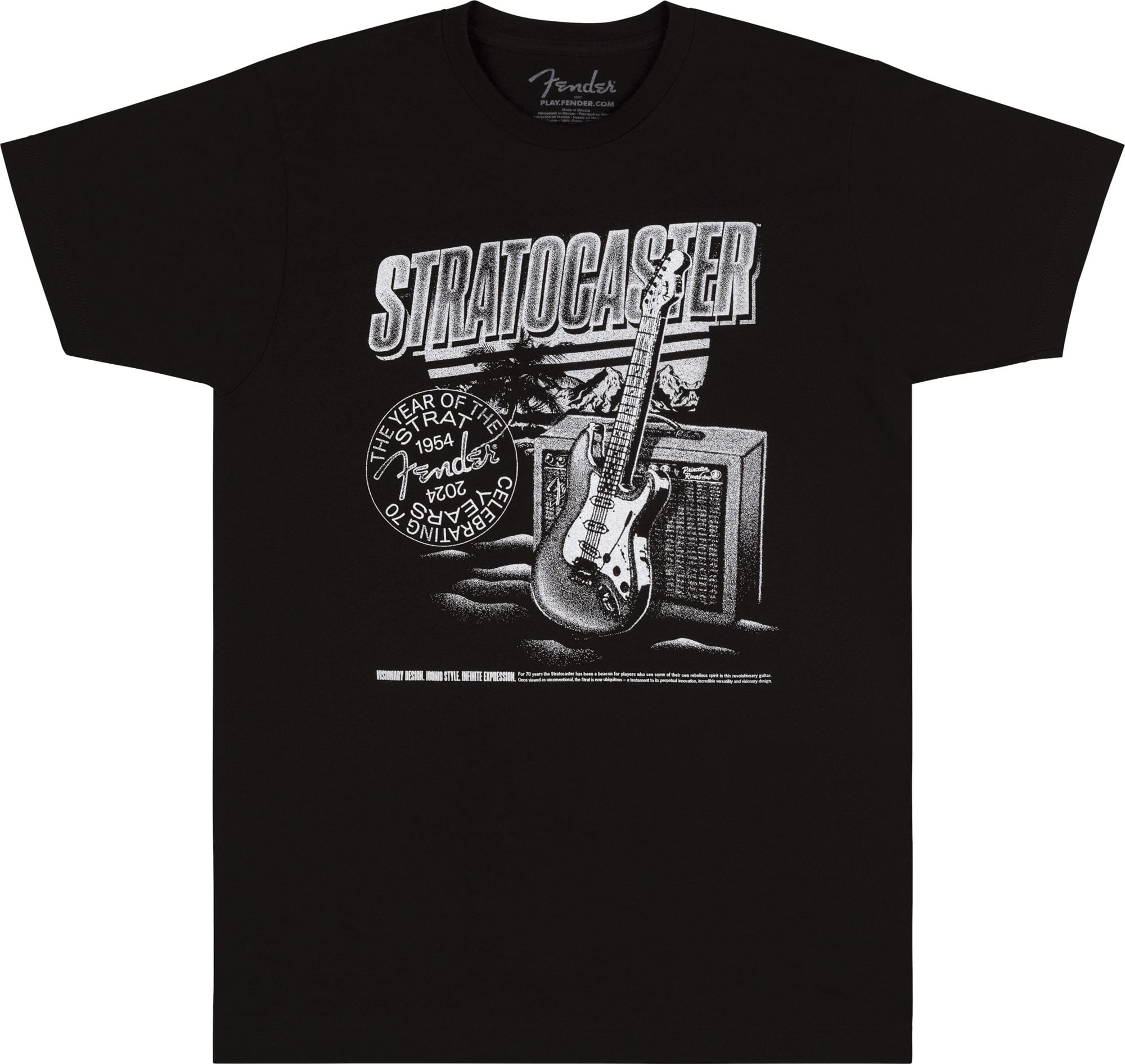 Fender Stratocaster™ 70th Anniversary, Tee, Black, XXL