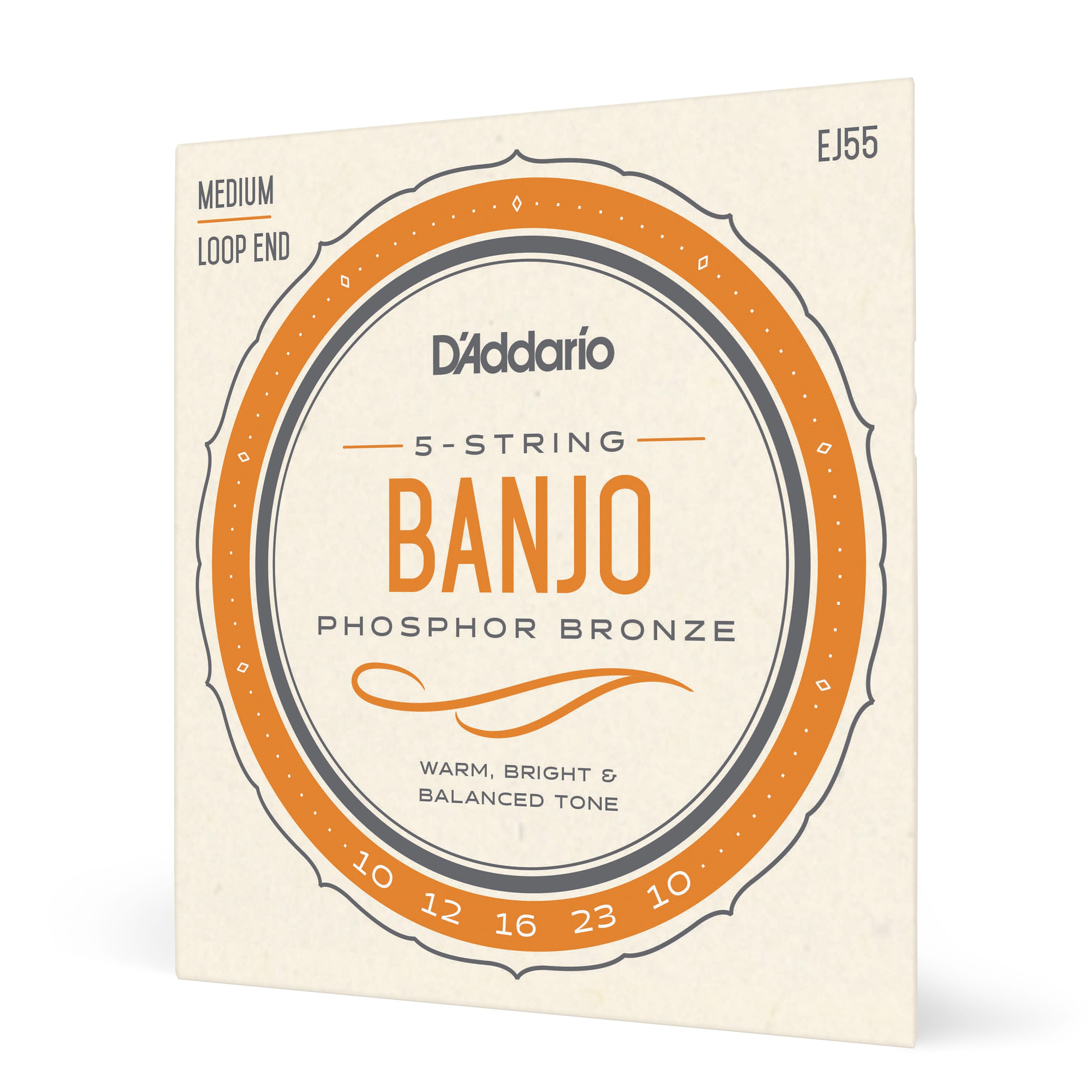 EJ55 D'addario Banjo 5 String Set Phosphor Bronze Med Strings