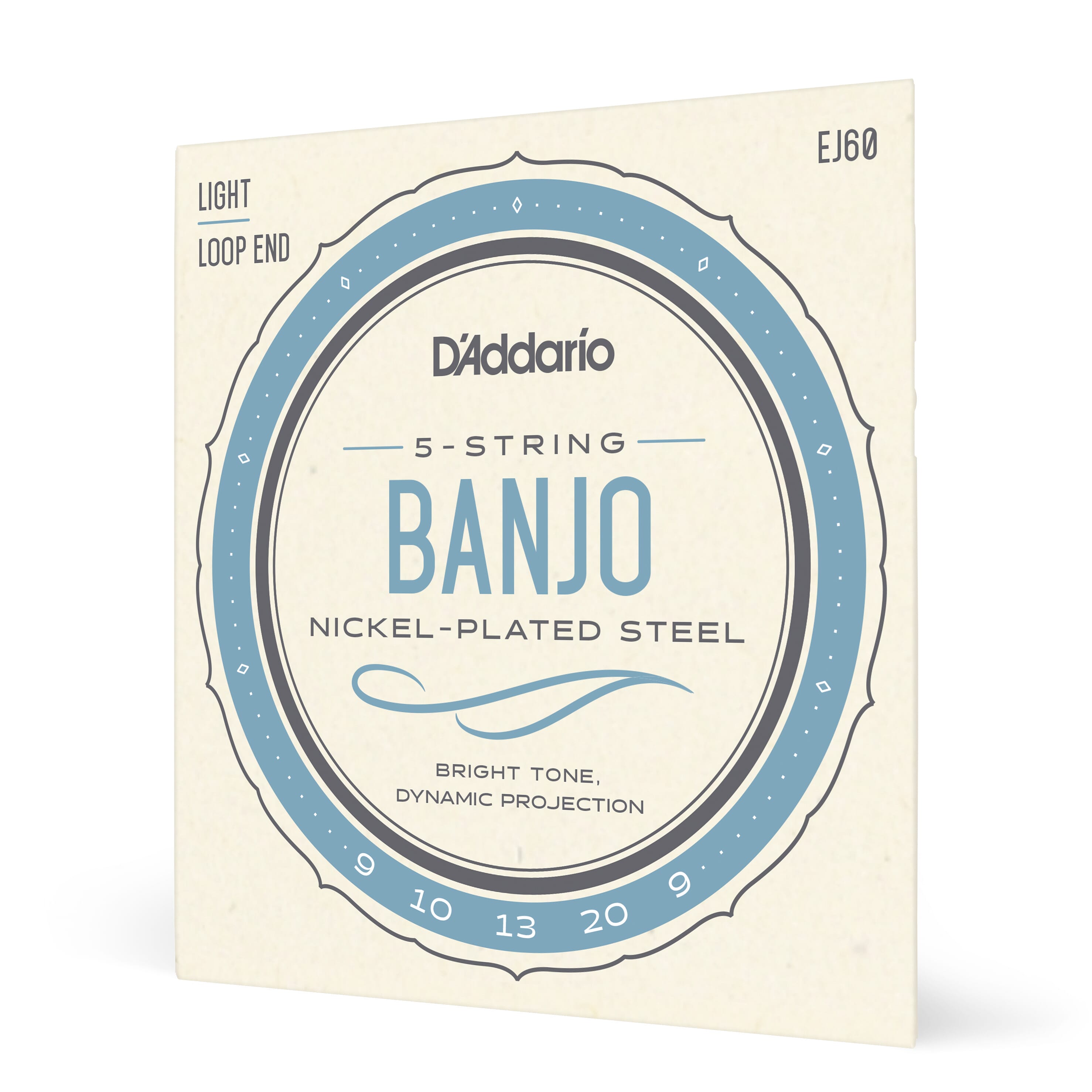 EJ60 D'addario Banjo 5 String Set Nickel Steel 9-20