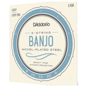 EJ60 D'addario Banjo 5 String Set Nickel Steel 9-20