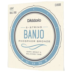 EJ69B D'addario Banjo 5 String Set Bronze Ball End 9-20