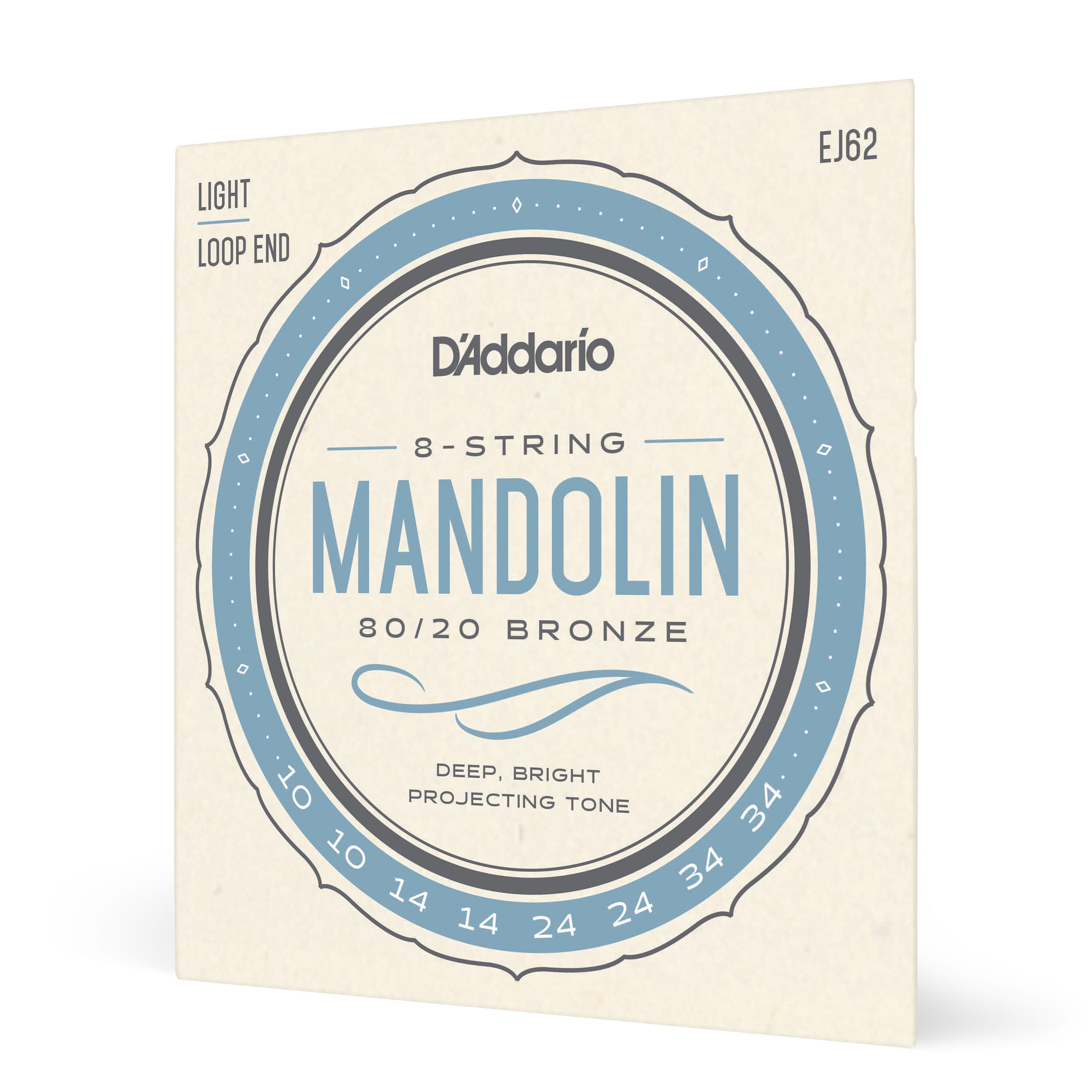 EJ62 D'addario Mandolin String Set 80/20 Bronze 10-34