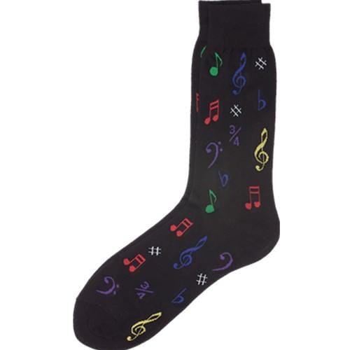 Men's Black Socks Coloured Notes
