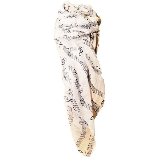 Scarf Music Notes White & Blue