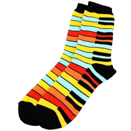 Women's Socks Keyboard Yellow Rainbow