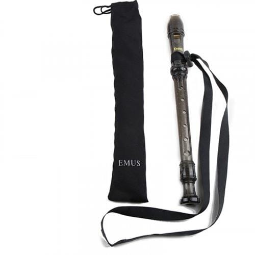 EMUS English/Baroque Black Soprano Recorder with Neck Strap