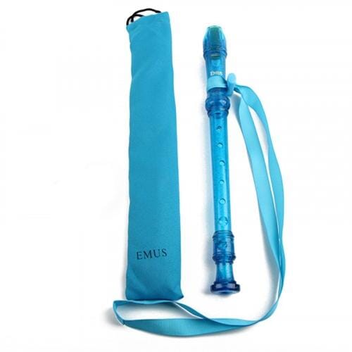 EMUS English/Baroque Turquoise Soprano Recorder with Neck Strap