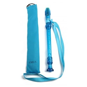 EMUS English/Baroque Turquoise Soprano Recorder with Neck Strap