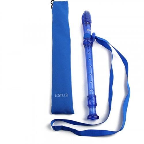 EMUS English/Baroque Blue Soprano Recorder with Neck Strap