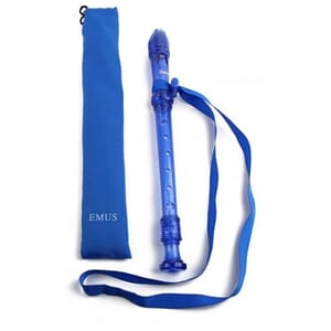 EMUS English/Baroque Blue Soprano Recorder with Neck Strap