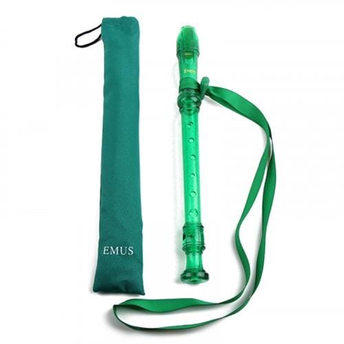 EMUS English/Baroque Green Soprano Recorder with Neck Strap