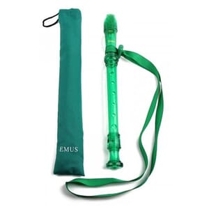 EMUS English/Baroque Green Soprano Recorder with Neck Strap