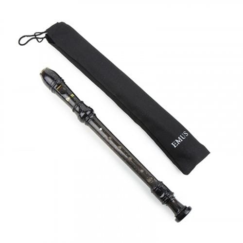 EMUS 3-Piece German Soprano Recorder, Black