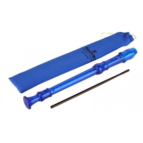 SUZUKI 3-Piece English/Baroque Fingering Soprano Recorder, Blue