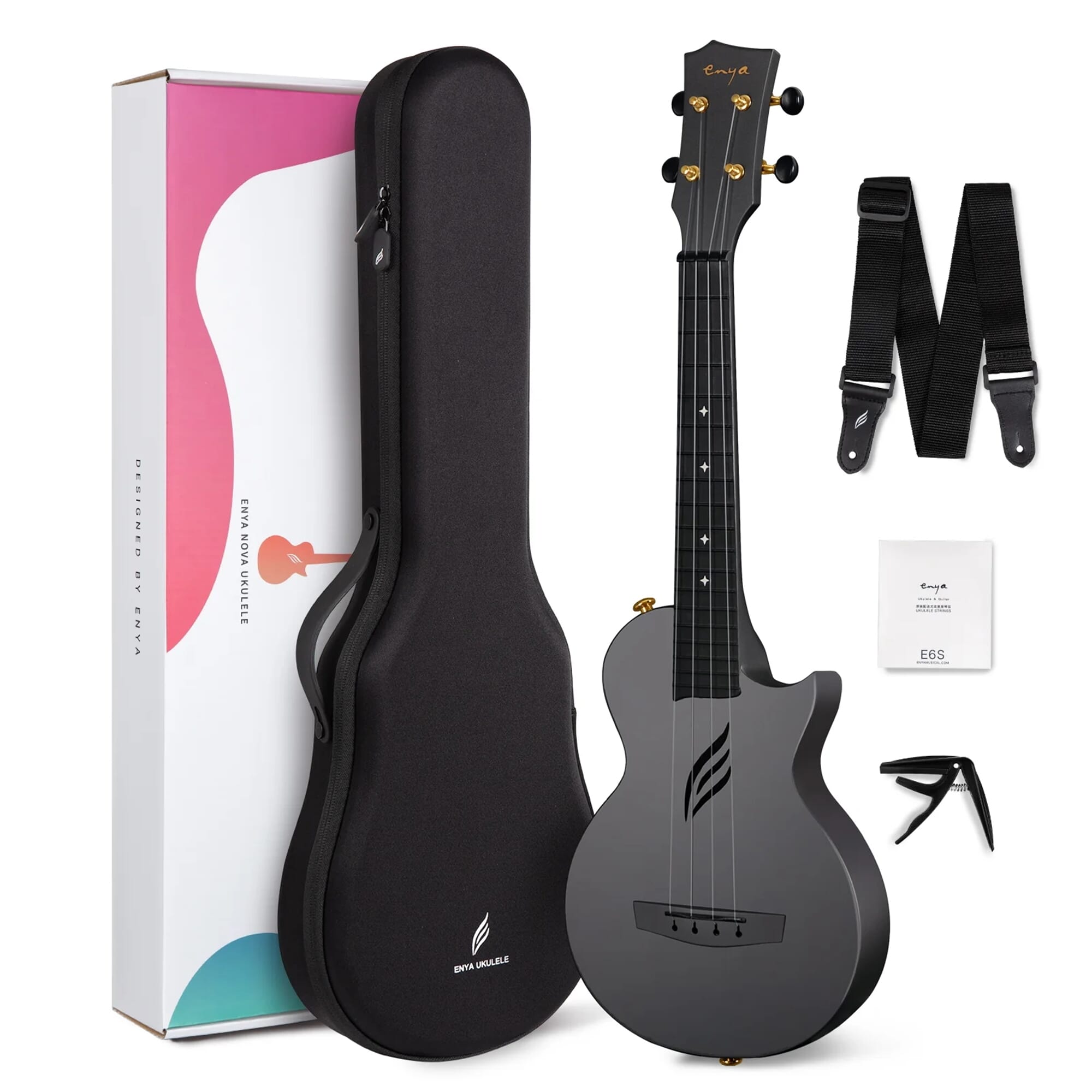 Enya Nova Concert Ukulele - Black